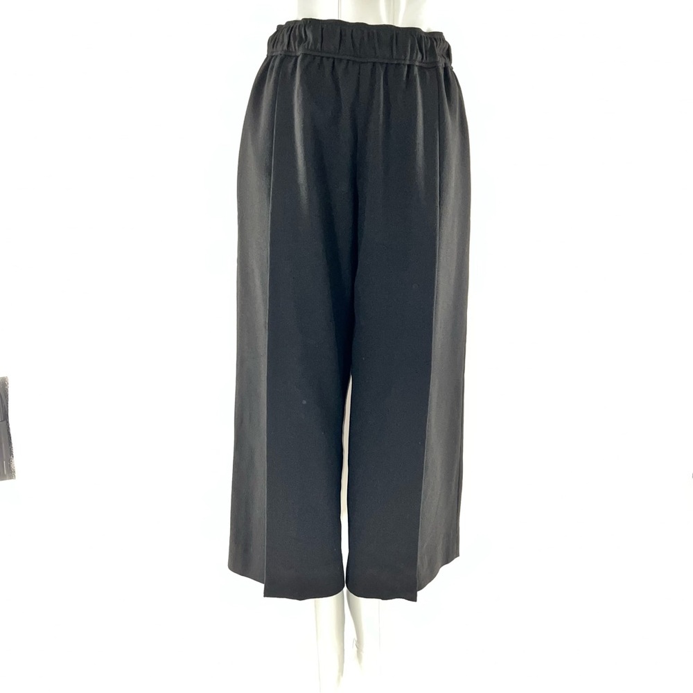 Club Monaco Black Wide Leg Capris Pants w/Front pleats with Slits at Lower Leg-0